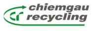 Logo von „chiemgau recycling“ mit grünem Pfeilsymbol und Schriftzug.