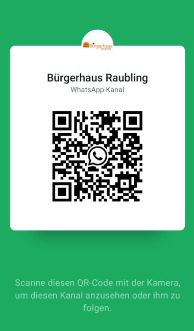 QR-Code der direkt zum Whatsappkanal des Bürgerhauses führt